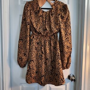 Chic Animal Print Long Sleeve Dress